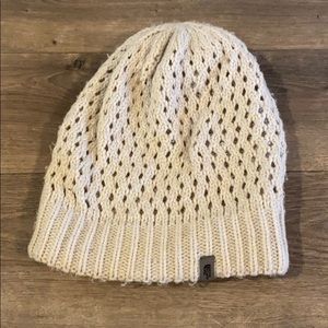 Cream north face woman’s beanie